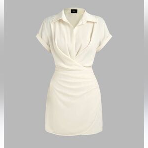 Cider Collar Wrap Buckle Mini Dress